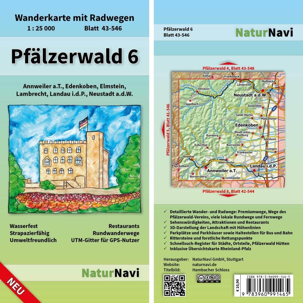 Pfälzerwald 6: Wanderkarte mit Radwegen, Blatt 43-546, 1 : 25 000, Annweiler a.T., Edenkoben, Elmstein, Lambrecht, Landau i.d.P., Neustadt a.d.W. (NaturNavi Wanderkarte mit Radwegen 1:25 000) Leisure, Home & Garden