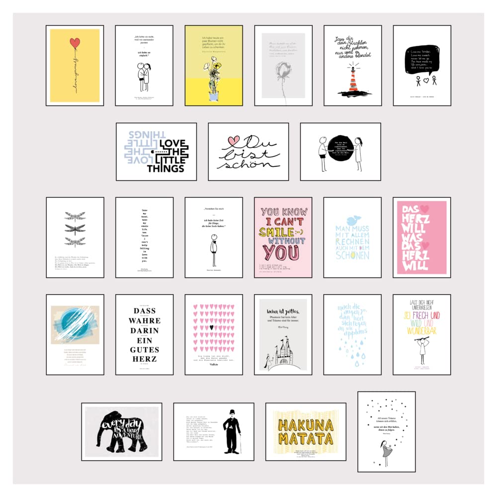 Postkarten Box - Set mit 25 Detailverliebten und Hand designten hochwertigen Postkarten mit liebevollen Zitaten und Sprüchen: 25 Postkarten die glücklich machen Partnership & Love