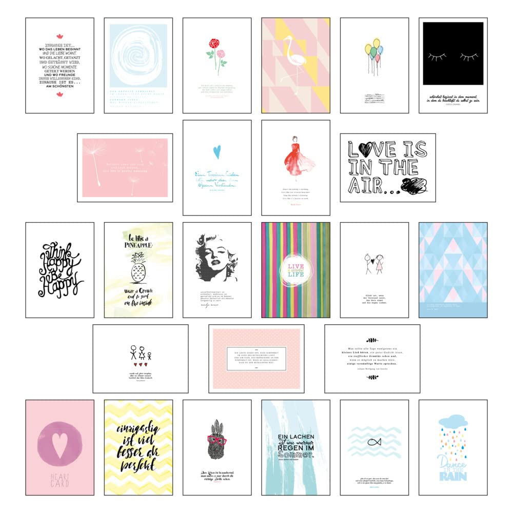 Postkarten Set - Postkarten Sprüche mit 25 hochwertigen versch. liebevollen Motiven und wunderschönen Sprüchen und Zitaten: 25 Postkarten mit ... und ... und wunderschönen Sprüchen und Zitaten Posters