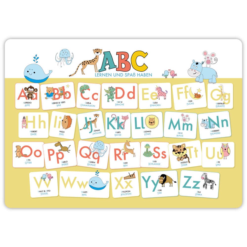 Hochwertiges ABC-Mini-Lernposter der Tiere (32,4 x 45,8 cm): Stabiler Karton, folienbeschichtet, abwischbar.: Auch als Schreibunterlage geeignet. Das ABC lernen und Spaß haben für Mädchen und Jungen! Social Sciences