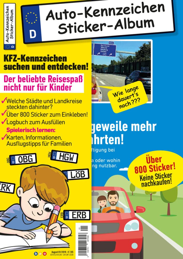 Kinder-Reisespiel KFZ-Kennzeichen Sticker-Sammelalbum fürs Handgepäck, Mitmachbuch für die Ferien, Ratespaß unterwegs auf Reisen, Beschäftigung für Kinder bei langen Autofahrten Leisure, Home & Garden