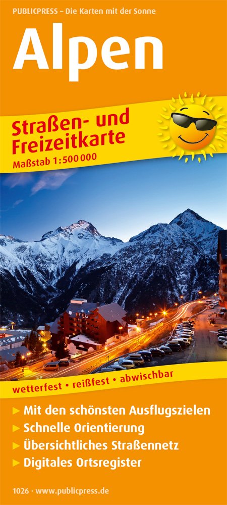 Alpen: Straßen- und Freizeitkarte mit Touristischen Straßen, Highlights der Region und digitalem Ortsregister. 1:500.000 (Straßen- und Freizeitkarte / StuF) Leisure, Home & Garden
