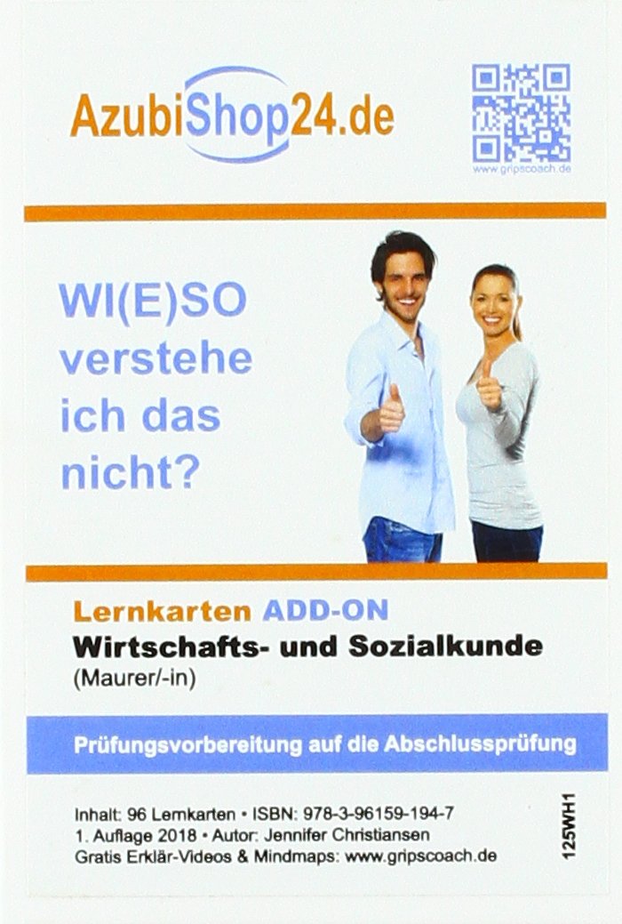 Lernkarten Wirtschafts- und Sozialkunde Maurer Prüfungsvorbereitung Wiso Prüfung Study Guides