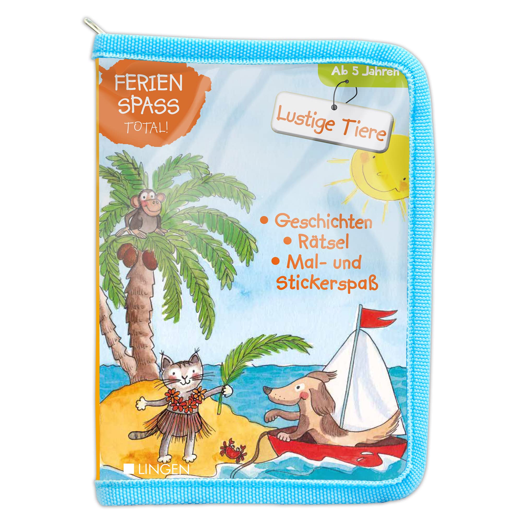 Ferienspaß total! - Lustige Tiere: Geschichten, Rätsel, Mal- und Stickerspaß in einem Set für Kinder ab 5 Jahren Tiptoi & Games