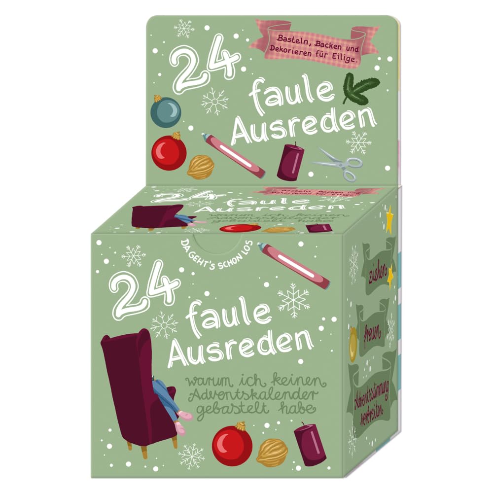 Adventskalender-Box „24 faule Ausreden“ warum ich keinen Adventskalender gebastelt habe: 24 Karten zum Herausziehen und Abreißen (monbijou) Hobbies & Crafts