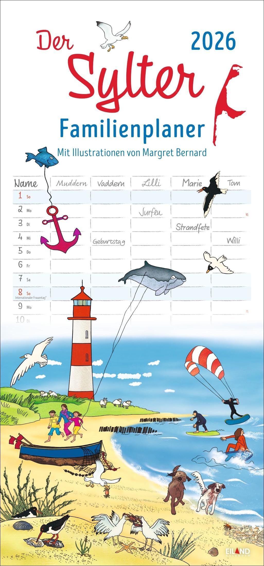 Der Sylter Familienplaner 2026 - Margret Bernard: Familienkalender mit 5 Spalten. Liebevoll illustrierter Familien-Wandkalender mit Schulferien. Sylt-Kalender 2026. (Familienplaner Eiland) Business, Finance & Career
