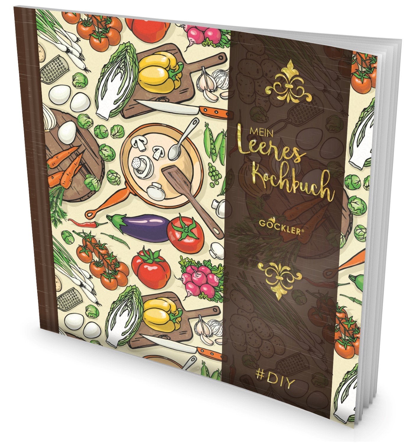 GOCKLER® Leeres Kochbuch: Ein Rezeptbuch zum Selbstgestalten / Selberschreiben • Für 100 Lieblingsrezepte, mit Register uvm. • DesignArt „Vegan“ • Softcover, ca. 21 x 21 cm Stationery