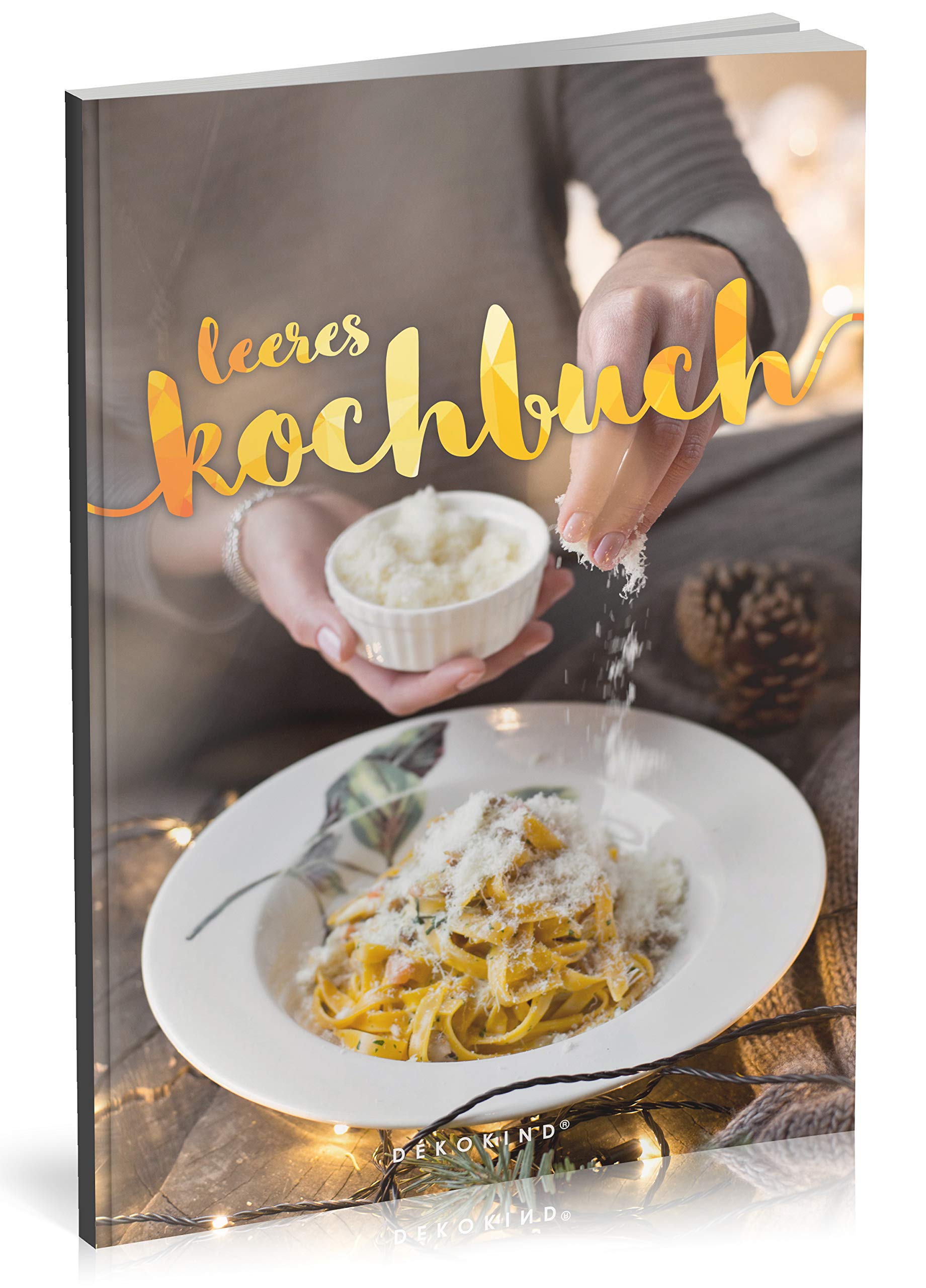 Dékokind® Leeres Kochbuch: Für über 80 Lieblingsrezepte || Ca. A5 Softcover || Rezeptbuch zum Selbstgestalten / Selberschreiben mit Inhaltsverzeichnis || Motiv: Weihnachtsessen Cooking & Enjoying