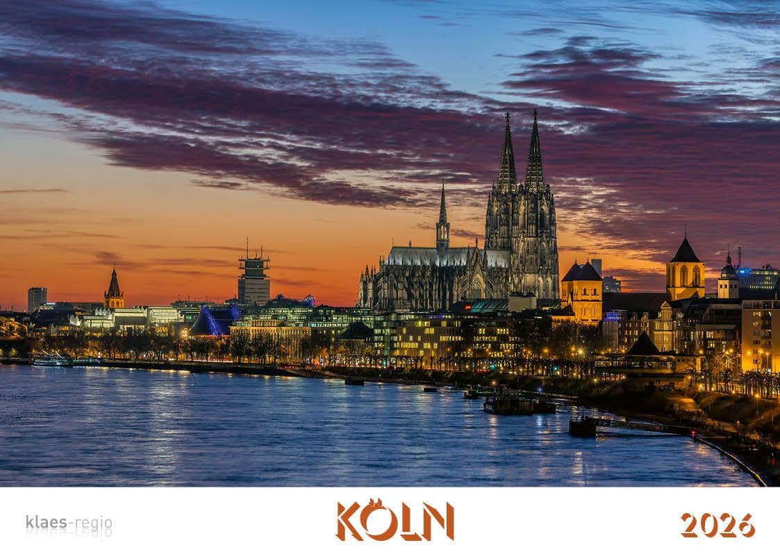 Köln 2026 Bildkalender A4 quer, spiralgebunden Film, Art & Culture