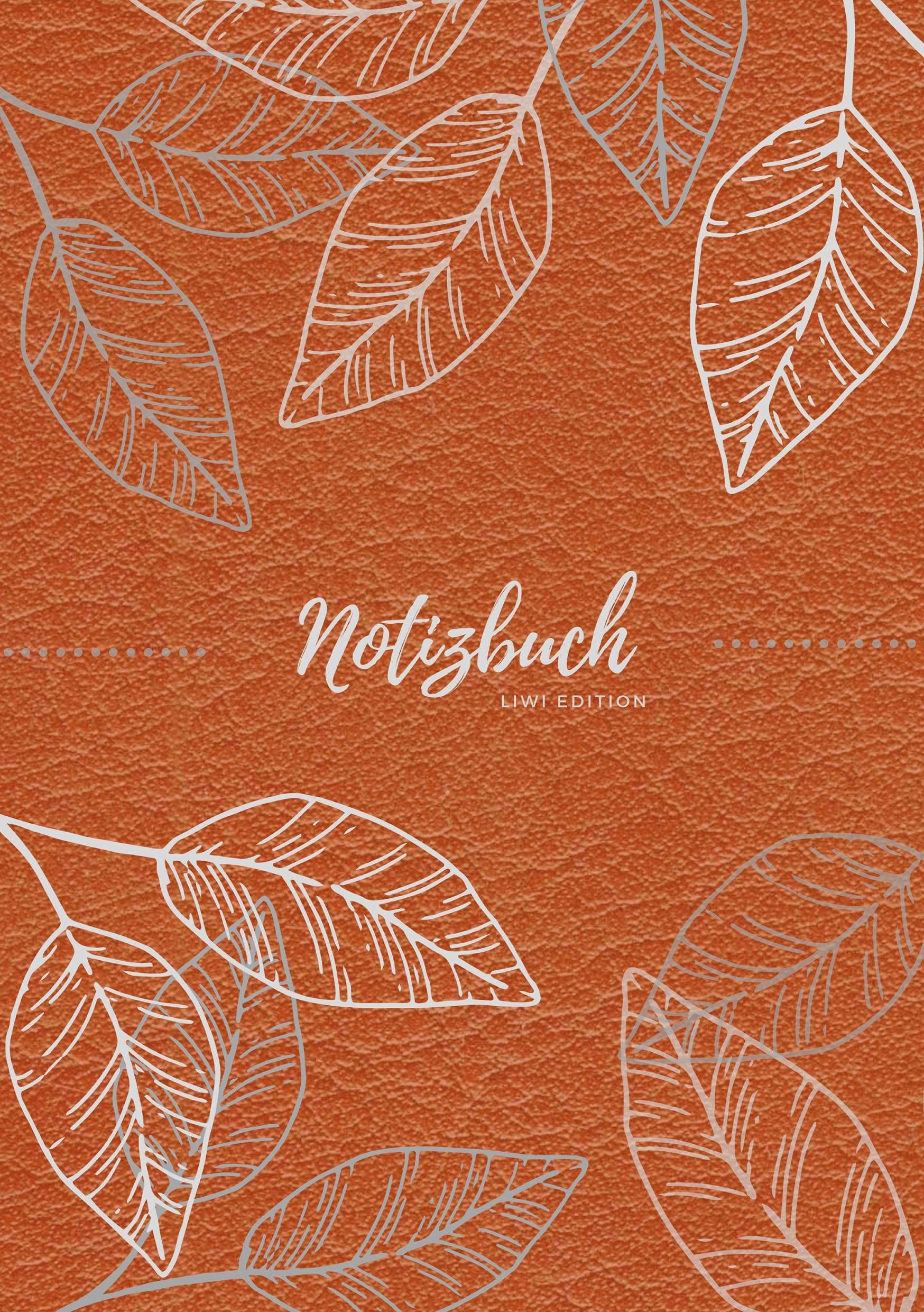 Notizbuch Tagebuch A5 liniert - 100 Seiten 90g/m² - Soft Cover - Silberne Blätter auf braun - FSC Papier: Notebook - Diary - A5 - Paperback Essays & Short Stories