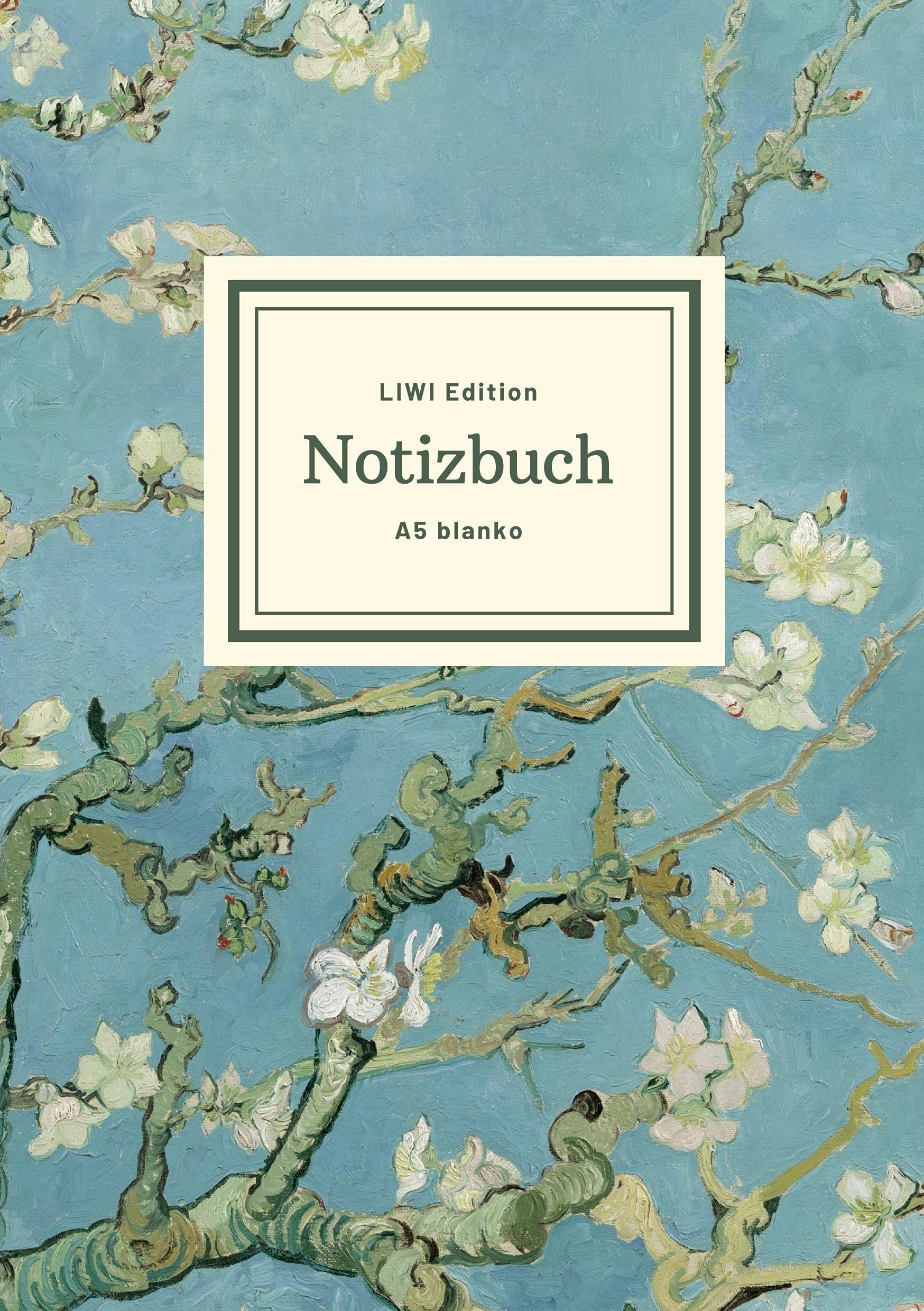 Notizbuch schön gestaltet mit Leseband - A5 Hardcover blanko - 100 Seiten 90g/m² - Motiv "Blühende Mandelbaumzweige", van Gogh - FSC Papier: Notebook ... blanko - Mandelblüten - almond blossom Essays & Short Stories