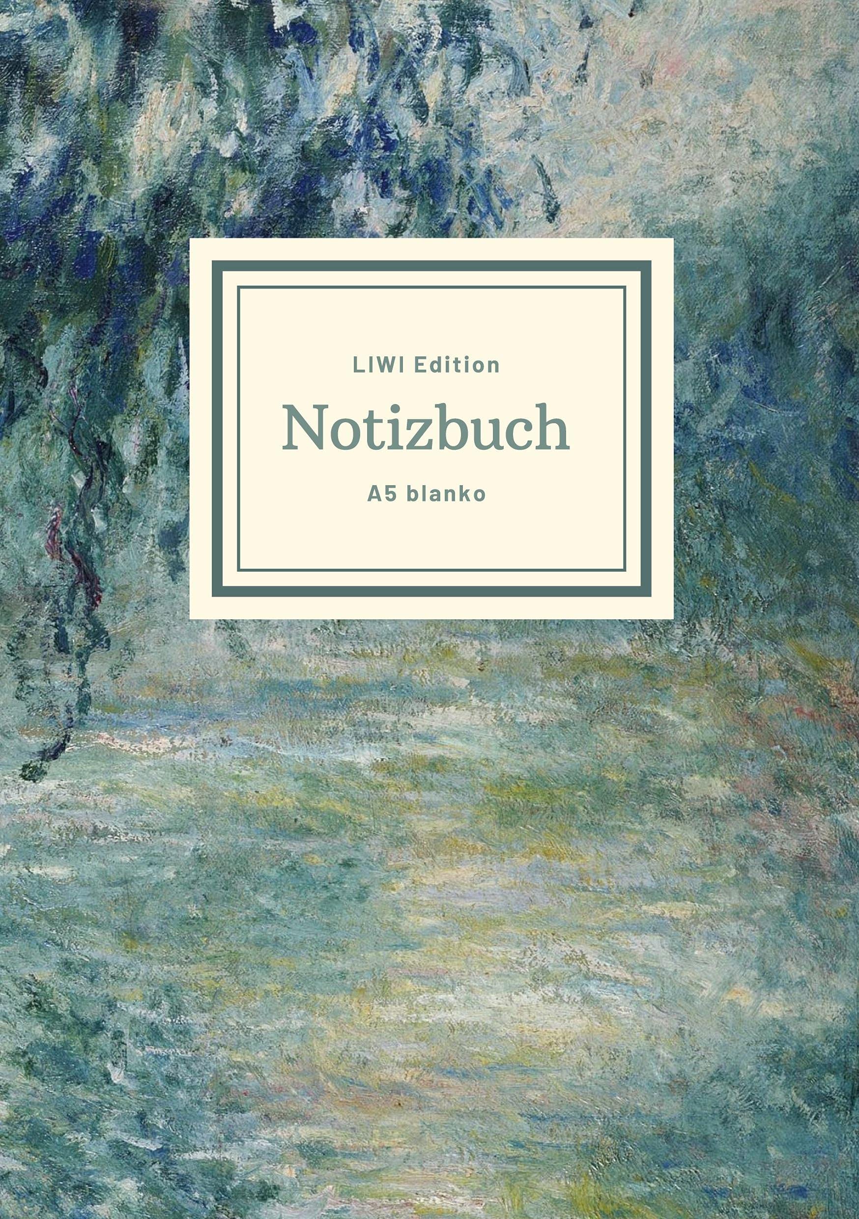 Notizbuch schön gestaltet mit Leseband - A5 Hardcover blanko - 100 Seiten 90g/m² - Motiv "Morgen an der Seine", Monet - FSC Papier: Notebook A5 - Hardcover blanko - Claude Monet - Morning on the Seine Essays & Short Stories