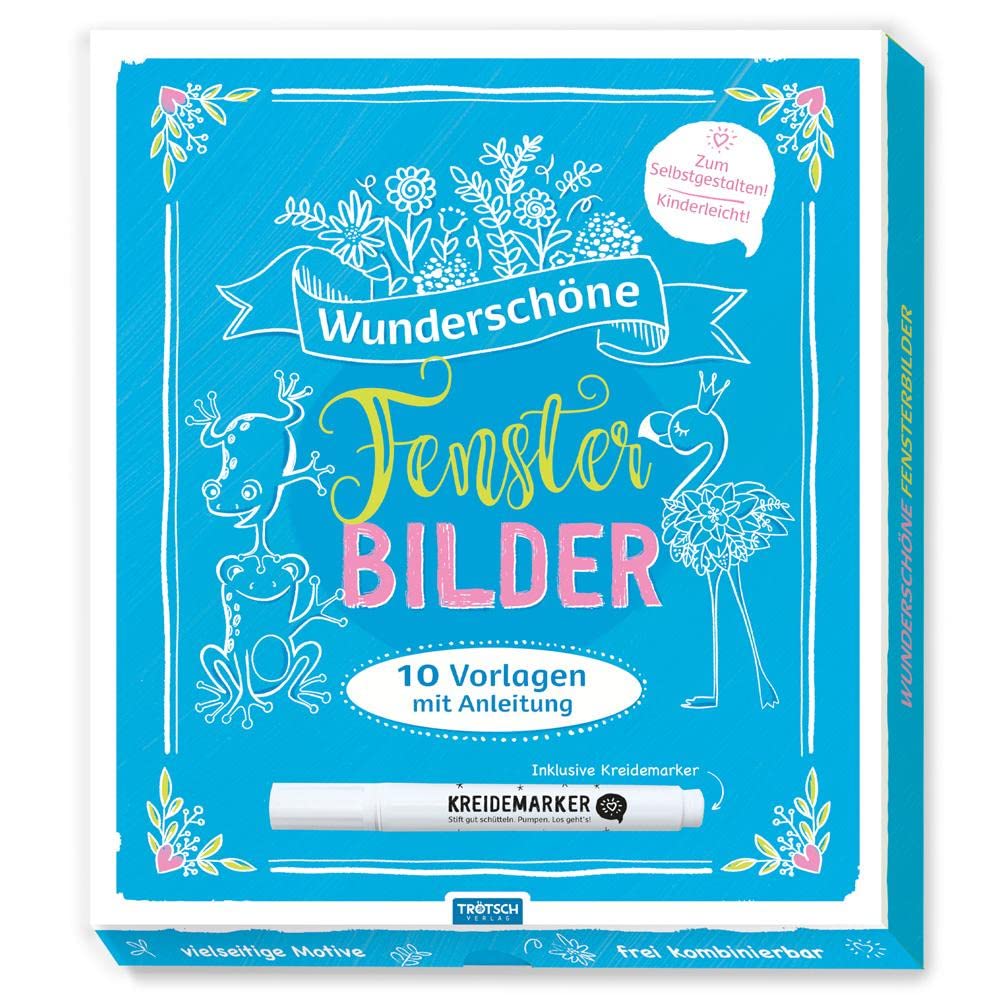 Trötsch Wunderschöne Fensterbilder mit Kreidemarker Mappe mit Vorlagen und Kreidemarker Hobbies & Crafts Books