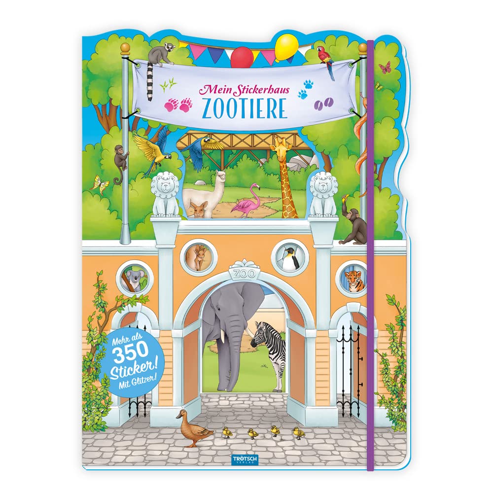 TRÖTSCH - Stickerhaus "Zootiere" | Stickerbuch mit über 350 wiederverwendbaren Stickern zum Gestalten eines eigenen Zoos: Stickerhaus mit liebevoll illustrierten Tieren zum Bekleben | Ab 3 Jahren Non-fiction