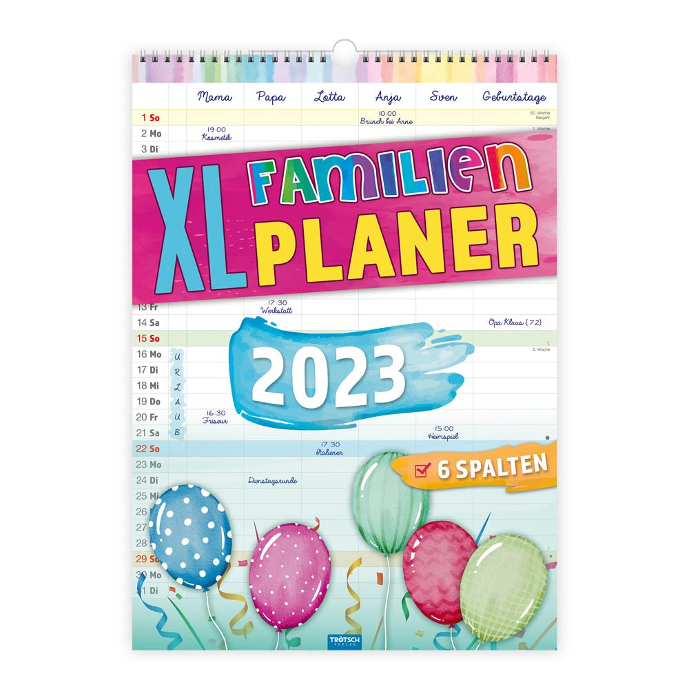 Trötsch Großbildkalender XL Familenplaner 2023: Wandkalender Leisure, Home & Garden