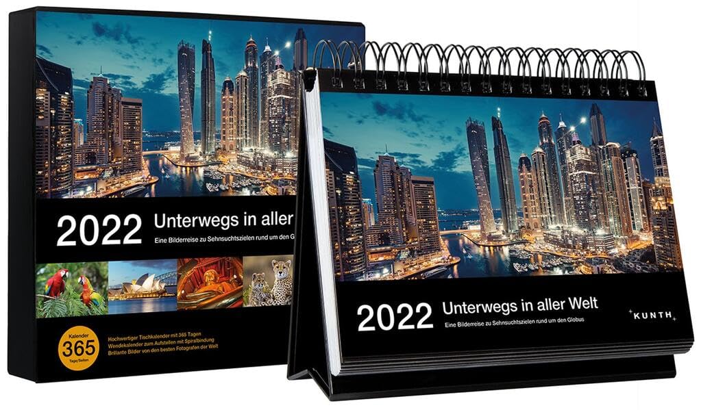 Unterwegs in aller Welt 2022: 365-Tage Spiralaufsteller in Geschenkbox (KUNTH Tischkalender 365 Tage) Film, Art & Culture
