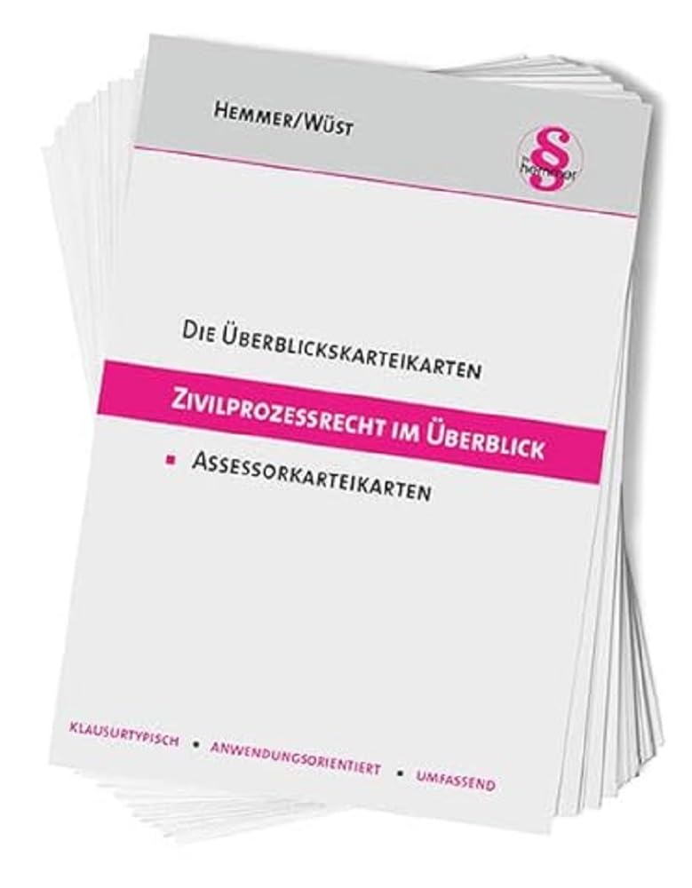 42300 - Assessor Übersichtskarteikarten - Zivilprozessrecht: Klausurtypisch - Anwendungsorientiert - Umfassend (Karteikarten - Zivilrecht) Law
