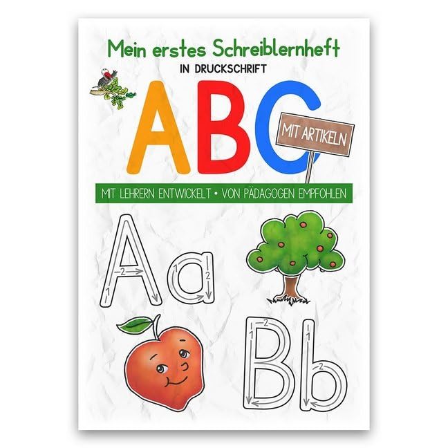 Mein buntes Kinder-ABC in Druckschrift mit Artikeln: Schreiblernheft in DINA 5, auf 120g/m² Zeichenkarton Foreign Languages ​​& Dictionaries