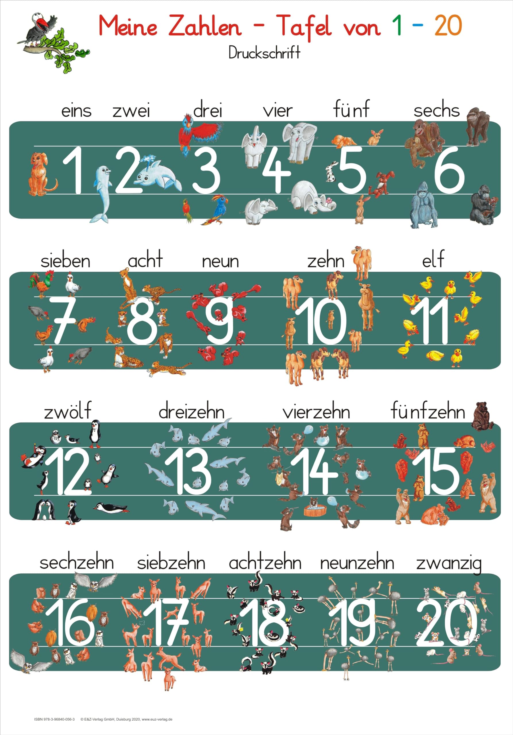 Meine Zahlen-Tafel von 1-20 Druckschrift Lifestyle
