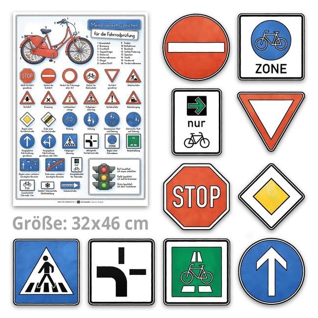 Meine Verkehrszeichen für die Fahrradprüfung- mit den neuen Verkehrszeichen: Lernposter 32 x 46 cm Children's books