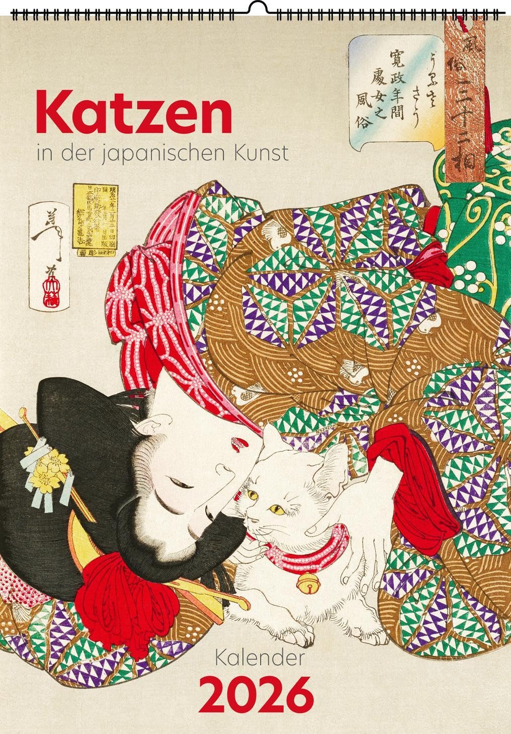 Katzen in der japanischen Kunst. Wandkalender 2026: Zeichnungen und Farbholzschnitte von Utagawa Hiroshige u. a. Film, Art & Culture