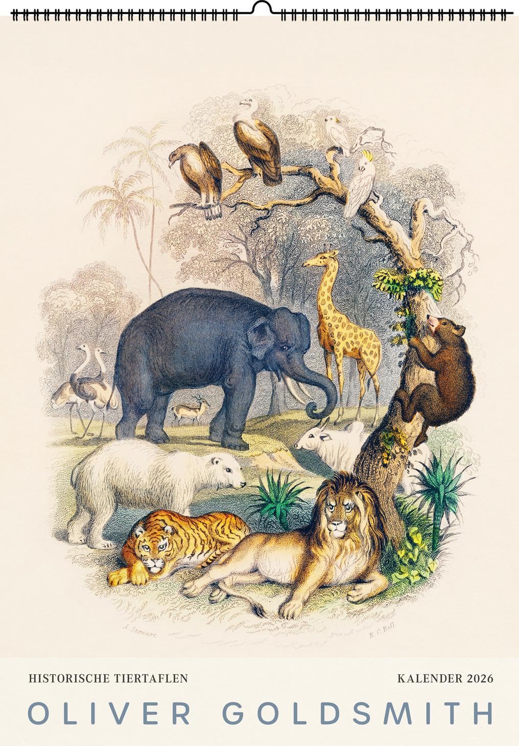 Historische Tiertafeln von Oliver Goldsmith. Wandkalender 2026: Wandkalender 2026 Film, Art & Culture