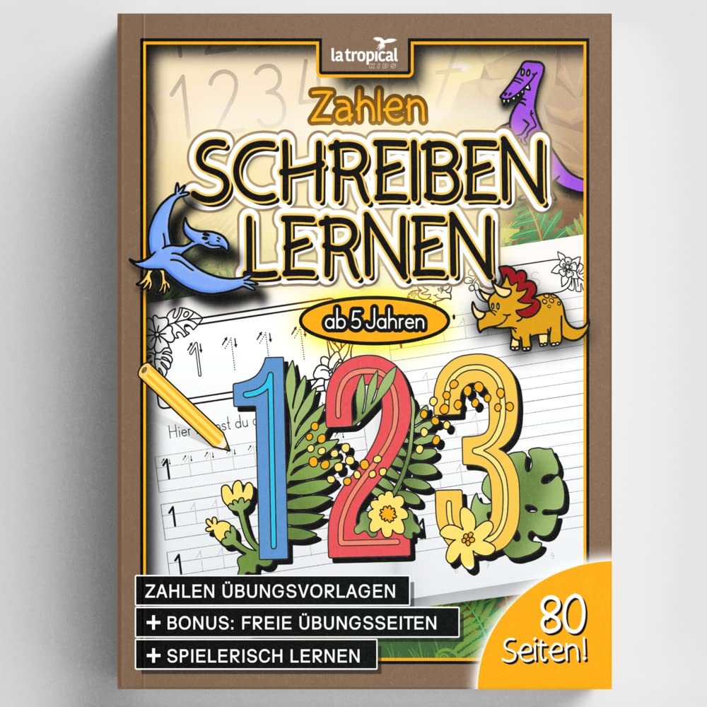 Zahlen schreiben lernen ab 5 Jahren: Zahlen lernen von 1-10 mit Dinosauriern. Ein Lernspaß mit Schreibübungen und tollen Dino Motiven zum Ausmalen. ... für die Vorschule und Grundschule, Band 5) Mathematics