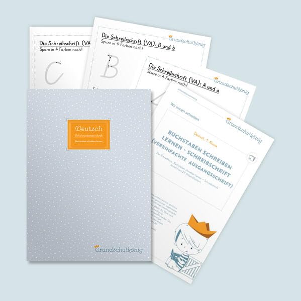 Grundkurs „Buchstaben schreiben lernen – Schreibschrift / Vereinfachte Ausgangsschrift”, Deutsch, 1. Klasse: Materialsammlung zum Erlernen der ... Ausgangsschrift (Grundschulkönig) Learning & Reference