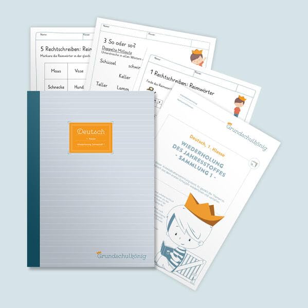 Grundschule - Deutsch, 1. Klasse: Wiederholung des Jahresstoffs - Teil 1: Deutsch, 1. Klasse, Arbeitsblättersammlung mit Lösungen Study Guides
