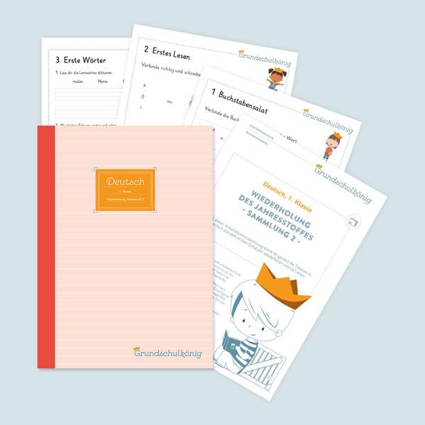 Grundschule - Deutsch, 1. Klasse: Wiederholung des Jahresstoffs - Teil 2: Deutsch, 1. Klasse, Arbeitsblättersammlung mit Lösungen Study Guides