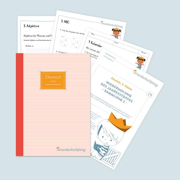 Grundschule - Deutsch, 2. Klasse: Wiederholung des Jahresstoffs - Teil 2: Deutsch, 2. Klasse, Arbeitsblättersammlung mit Lösungen book