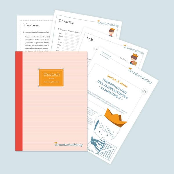 Grundschule - Deutsch, 3. Klasse: Wiederholung des Jahresstoffs - Teil 2: Deutsch, 3. Klasse, Arbeitsblättersammlung mit Lösungen Professional & Reference Books