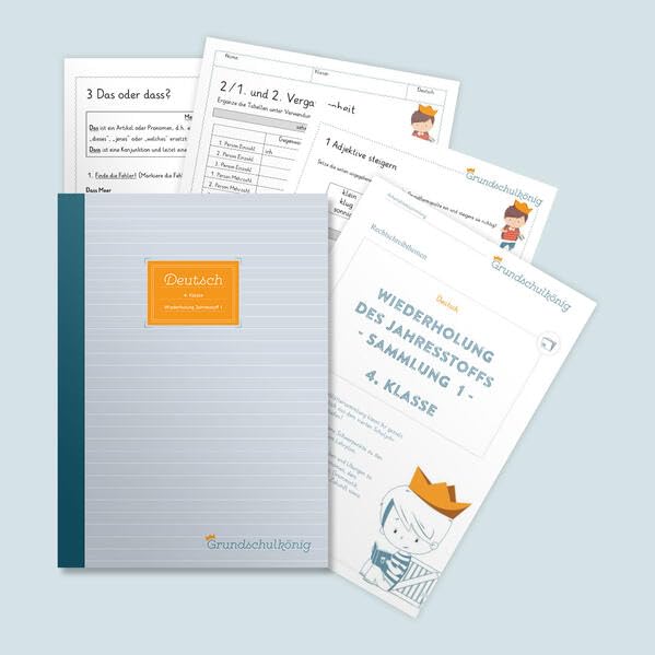 Grundschule - Deutsch, 4. Klasse: Wiederholung des Jahresstoffs - Teil 1: Deutsch, 4. Klasse, Arbeitsblättersammlung mit Lösungen Study Guides