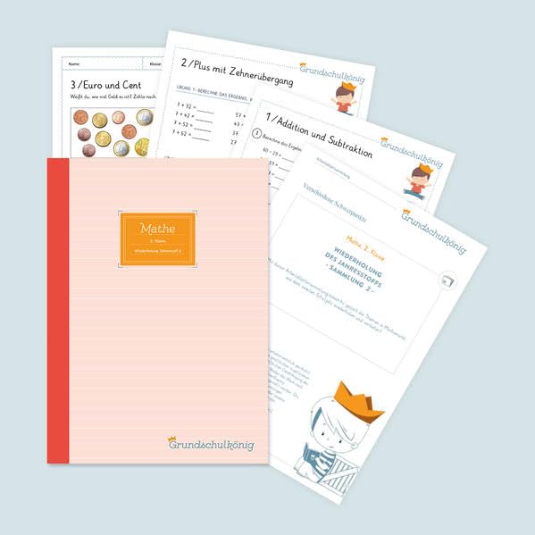 Grundschule - Mathe, 2. Klasse: Wiederholung des Jahresstoffs - Teil 2: Mathe, 2. Klasse, Arbeitsblättersammlung mit Lösungen Professional & Reference Books
