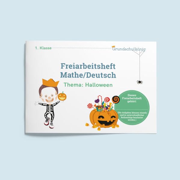 Freiarbeitsheft Halloween (1. Klasse): Grundschule, 1. Klasse, Mathe und Deutsch, mit Lösungen Professional & Reference Books