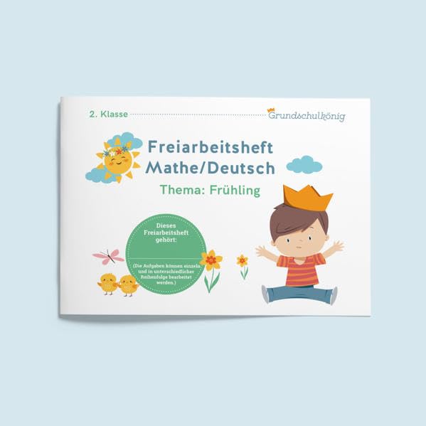 Freiarbeitsheft Frühling (2. Klasse): Grundschule, 2. Klasse, Mathe und Deutsch, mit Lösungen Professional & Reference Books