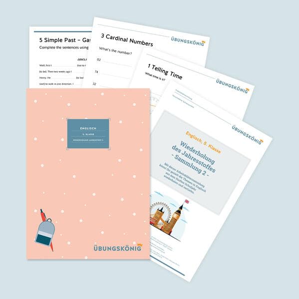 Englisch, 5. Klasse: Wiederholung des Jahresstoffs - Teil 2: Englisch, 5. Klasse, Arbeitsblättersammlung mit Lösungen Foreign Languages ​​& Dictionaries