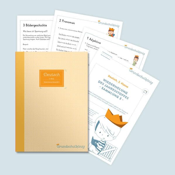 Grundschule - Deutsch, 3. Klasse: Wiederholung des Jahresstoffs - Teil 3: Deutsch, 3. Klasse, Arbeitsblättersammlung mit Lösungen Professional & Reference Books