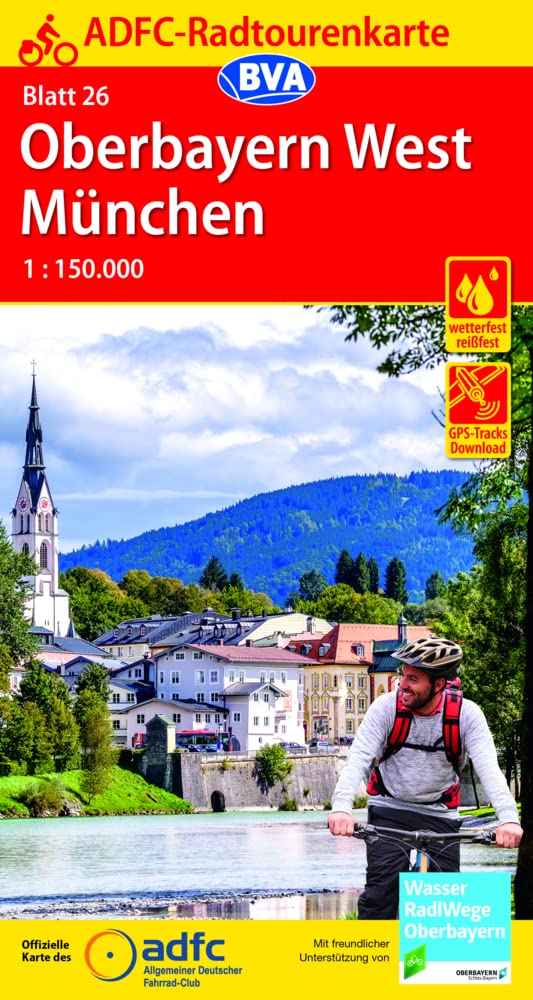 ADFC-Radtourenkarte 26 Oberbayern West München 1:150.000, reiß- und wetterfest, E-Bike geeignet, GPS-Tracks Download Leisure, Home & Garden
