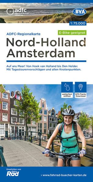 ADFC-Regionalkarte Nord-Holland Amsterdam, 1:75.000, mit Tagestourenvorschläge, reiß- und wetterfest, E-Bike-geeignet, mit Knotenpunkten, GPS-Tracks Download Leisure, Home & Garden
