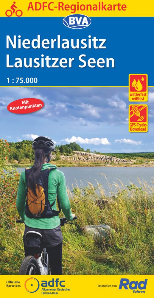 ADFC-Regionalkarte Niederlausitz Lausitzer Seen, 1:75.000, mit Tagestourenvorschlägen, reiß- und wetterfest, E-Bike-geeignet, mit Knotenpunkten, GPS-Tracks Download Leisure, Home & Garden