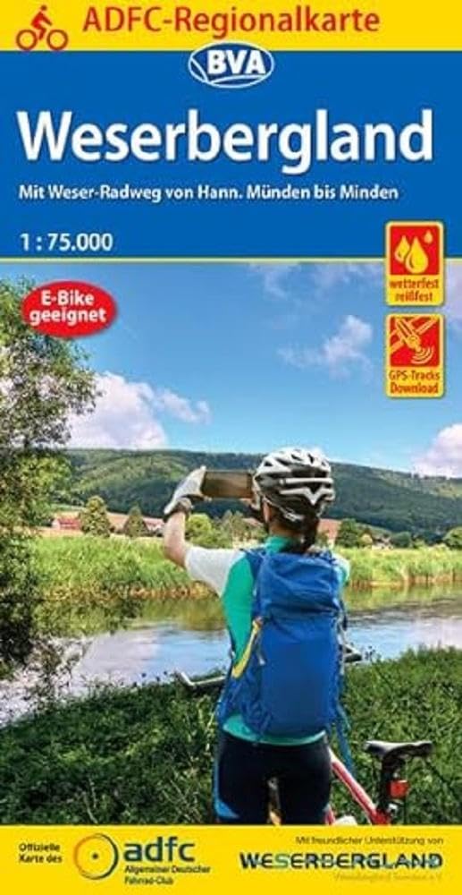 ADFC-Regionalkarte Weserbergland, 1:75.000, mit Tagestourenvorschlägen, reiß- und wetterfest, E-Bike-geeignet, GPS-Tracks Download Leisure, Home & Garden
