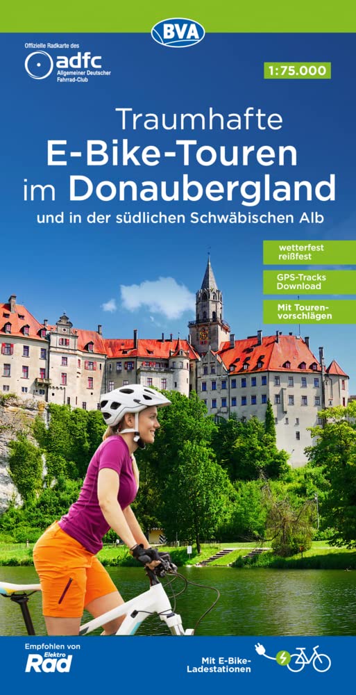 ADFC-Regionalkarte Traumhafte E-Bike-Touren im Donaubergland, 1:75.000, mit Tagestourenvorschlägen, reiß- und wetterfest, GPS-Tracks Download Leisure, Home & Garden