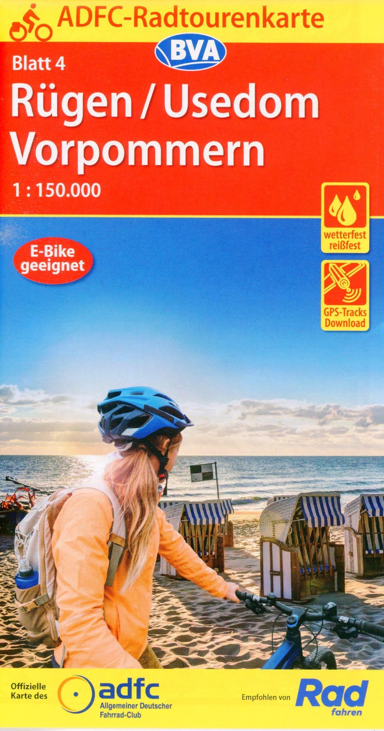 ADFC-Radtourenkarte 4 Rügen/Usedom Vorpommern 1:150.000, reiß- und wetterfest, E-Bike geeignet, GPS-Tracks Download Leisure, Home & Garden