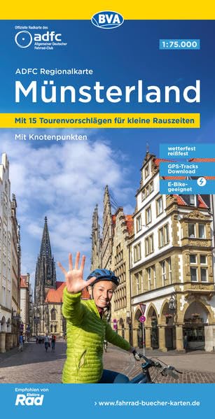 ADFC-Regionalkarte Münsterland, 1:75.000, mit Tagestourenvorschlägen, reiß- und wetterfest, E-Bike-geeignet, mit Knotenpunkten, GPS-Tracks-Download Leisure, Home & Garden Books