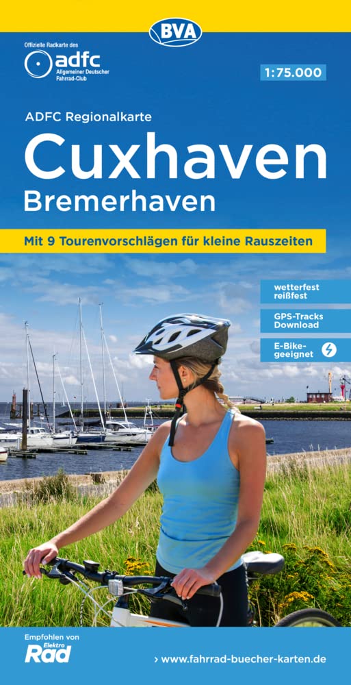 ADFC-Regionalkarte Cuxhaven Bremerhaven, 1:75.000, mit Tagestourenvorschlägen, reiß- und wetterfest, E-Bike-geeignet, GPS-Tracks Download Leisure, Home & Garden