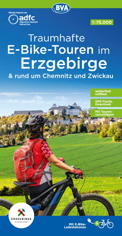 ADFC-Regionalkarte Traumhafte E-Bike-Touren im Erzgebirge, 1:75.000, mit Tagestourenvorschlägen, reiß- und wetterfest, GPS-Tracks Download Leisure, Home & Garden