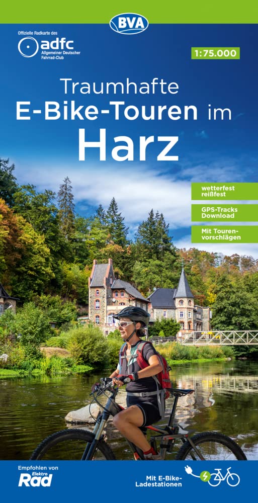 ADFC-Regionalkarte Traumhafte E-Bike-Touren im Harz, 1:75.000, mit Tagestourenvorschlägen, reiß- und wetterfest, GPS-Tracks Download Leisure, Home & Garden