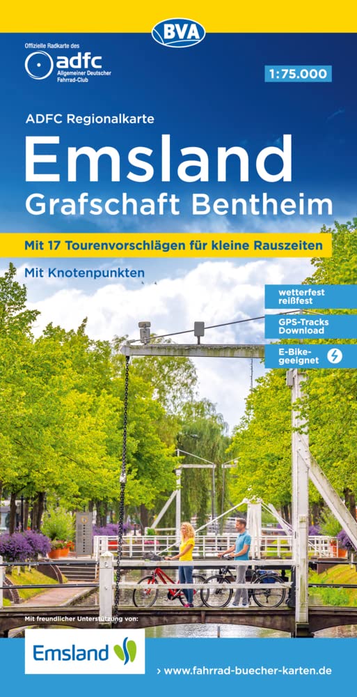 ADFC-Regionalkarte Emsland Grafschaft Bentheim, 1:75.000, mit Tagestourenvorschlägen, reiß- und wetterfest, E-Bike-geeignet, mit Knotenpunkten, GPS-Tracks Download Leisure, Home & Garden