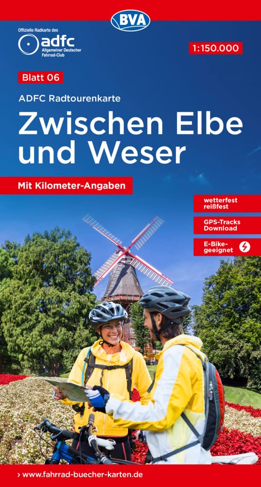 ADFC-Radtourenkarte 6 Zwischen Elbe und Weser 1:150.000, reiß- und wetterfest, E-Bike geeignet, GPS-Tracks Download, mit Bett+Bike-Symbolen, mit Kilometer-Angaben Leisure, Home & Garden